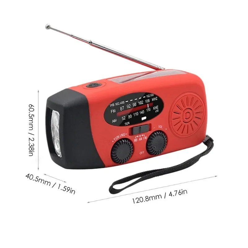 Multifunctional Portable Hand Crank Power Generation Emergency Radio Solar Disaster Prevention FM AM WB NOAA Power Bank