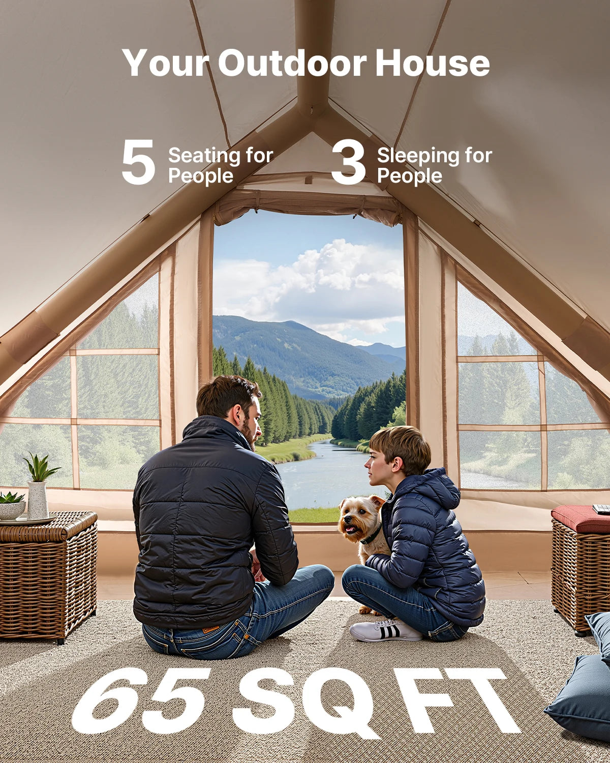 Inflatable Camping Tent 300D Oxford with Pump