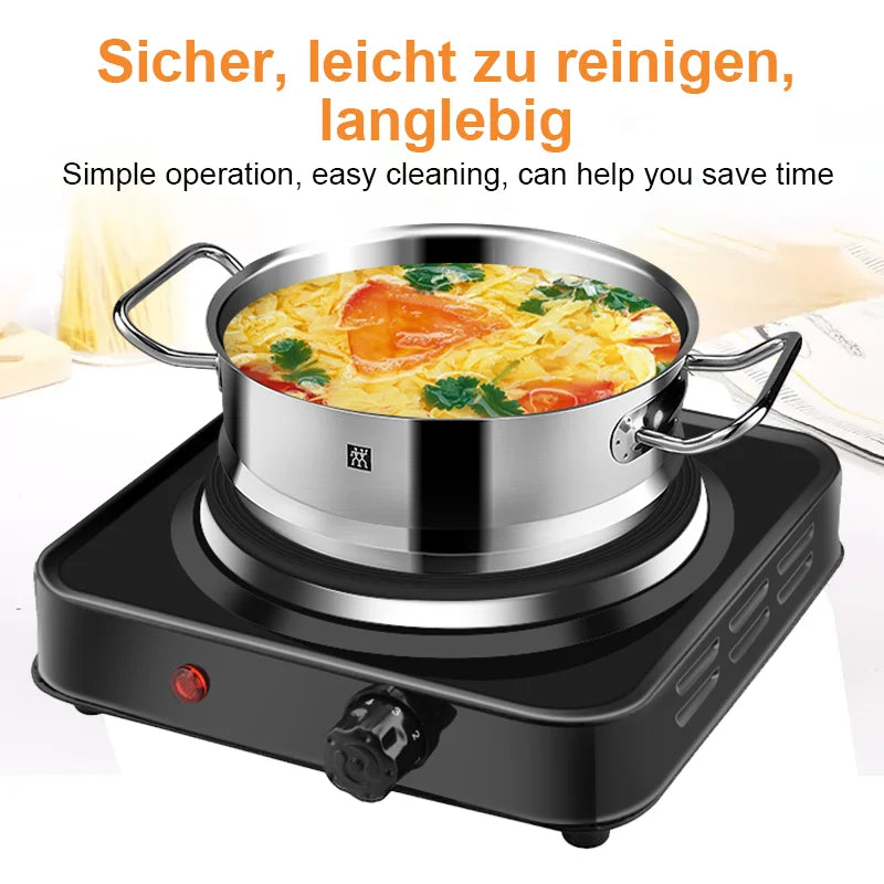 [EU Stock] 1000W/2000W electric stove portable kitchen hob, 5 level adjustable thermostat,Anti-Slip Mat electric stove