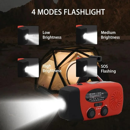 Multifunctional Portable Hand Crank Power Generation Emergency Radio Solar Disaster Prevention FM AM WB NOAA Power Bank