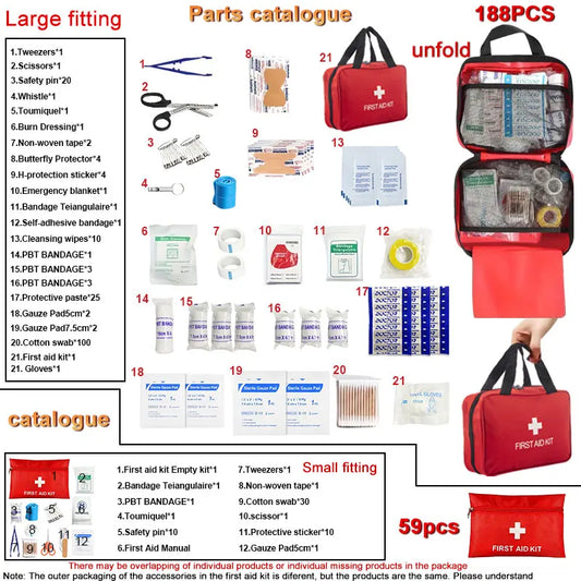 Car First Aid Kits 275Pcs Survival Gear Home Travel Size Small Emergency Kit Tactical Hiking EVA Camping Essentials Backpack Sports Office Boat Urgent Accident