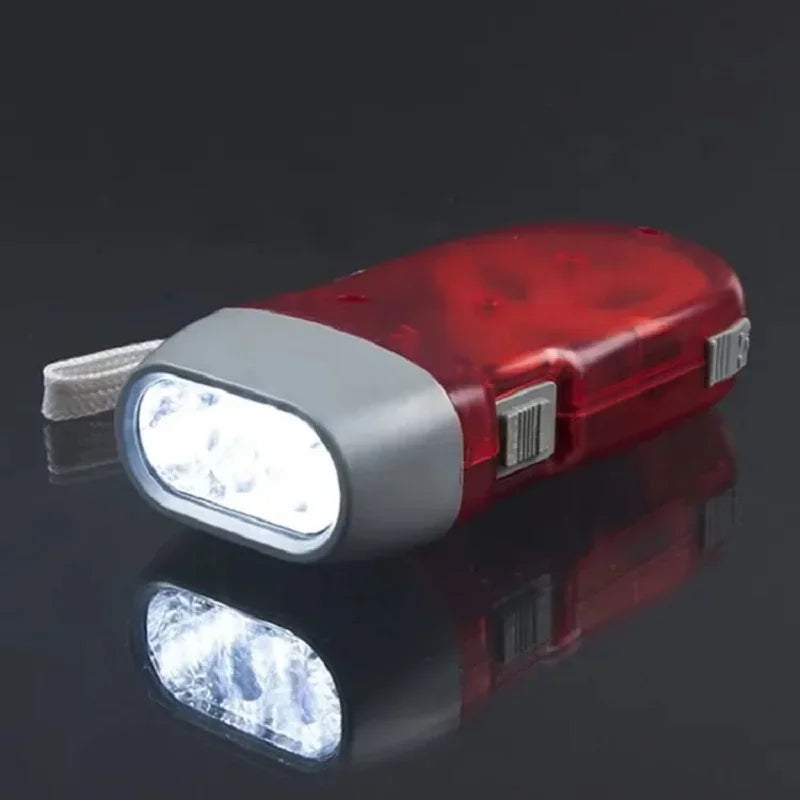 Hand Pressing Dynamo Crank Power Wind Up Flashlight Mini Self Generating Torch LED Camping Lamp Light for Outdoor Home
