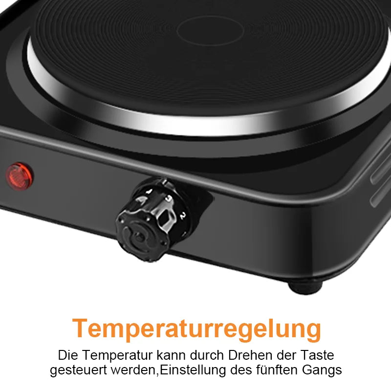 [EU Stock] 1000W/2000W electric stove portable kitchen hob, 5 level adjustable thermostat,Anti-Slip Mat electric stove