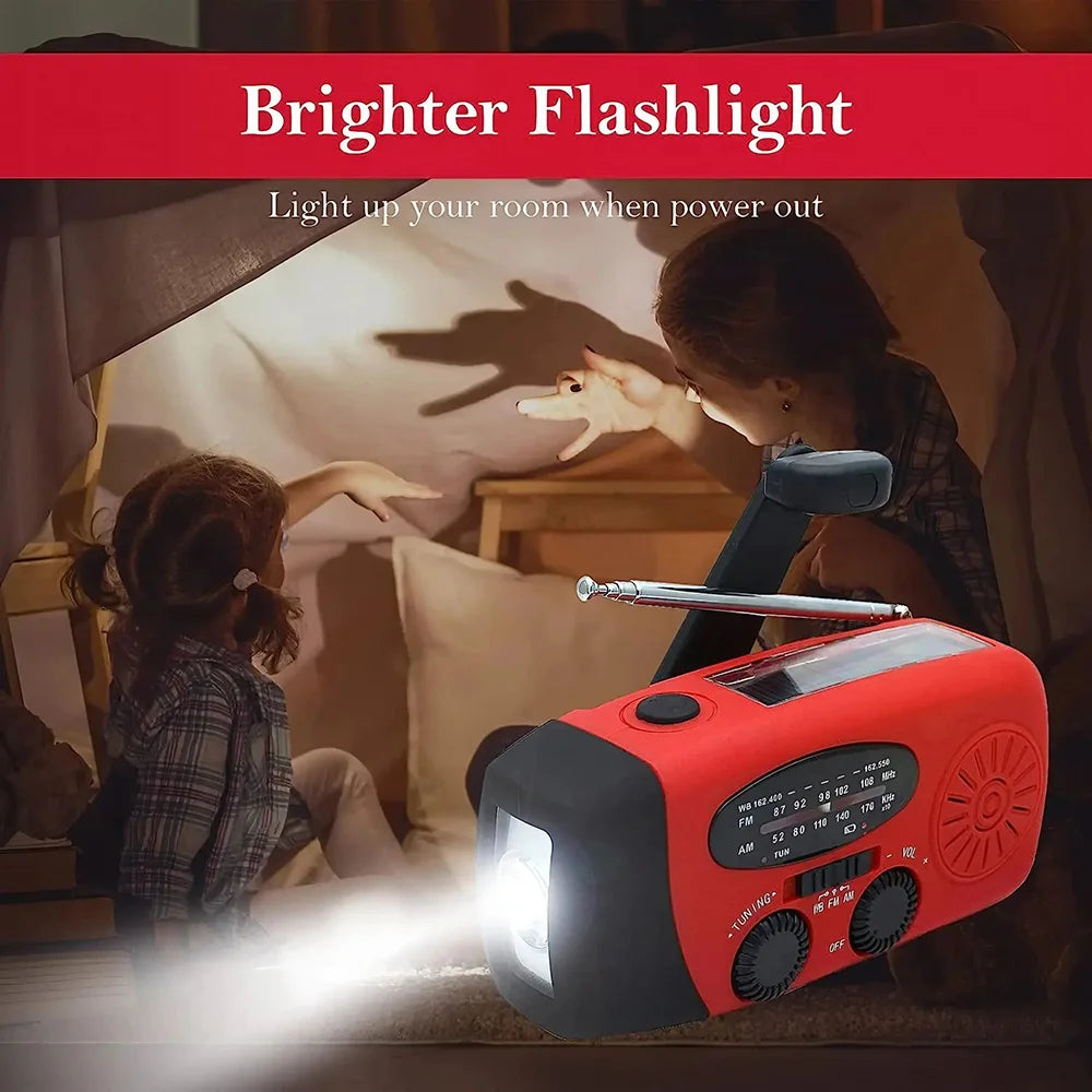 Multifunctional Portable Hand Crank Power Generation Emergency Radio Solar Disaster Prevention FM AM WB NOAA Power Bank