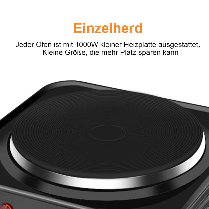 [EU Stock] 1000W/2000W electric stove portable kitchen hob, 5 level adjustable thermostat,Anti-Slip Mat electric stove
