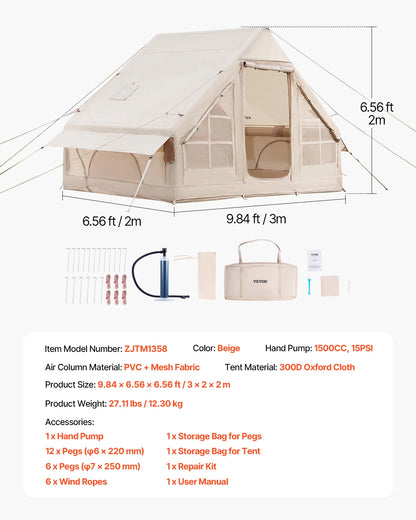Inflatable Camping Tent 300D Oxford with Pump