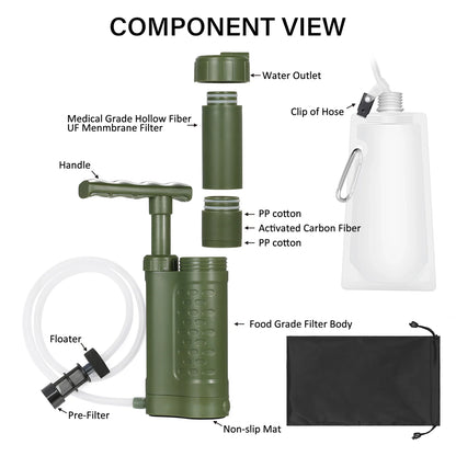 Water purifier pump water filtration system, water filter portable outdoor emergency survival equipment