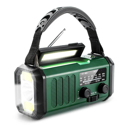 10000mAh Emergency Radio Solar Hand Crank Generator AM/FM Portable Radio SOS Alarm Power Bank Charging Radio with LED Flashlight