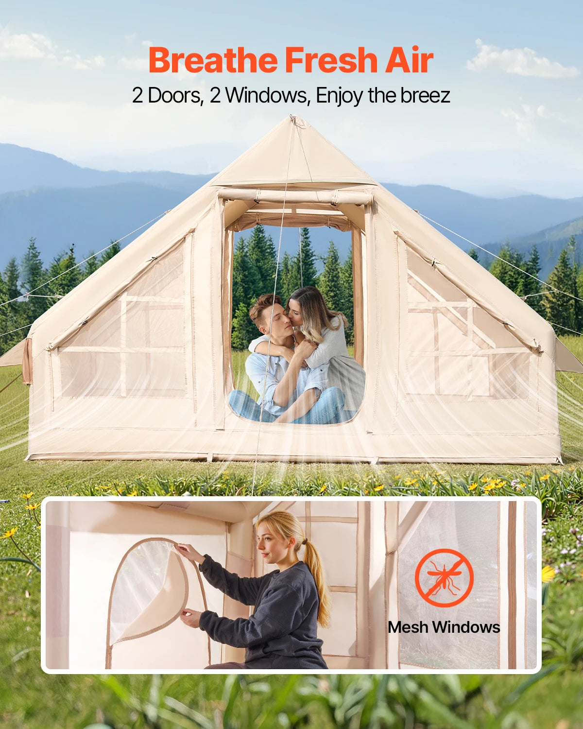 Inflatable Camping Tent 300D Oxford with Pump