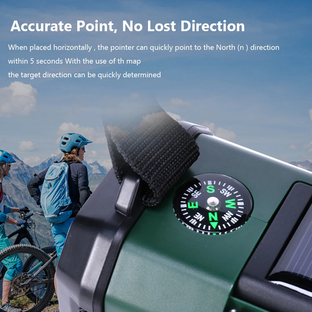 10000mAh Emergency Radio Solar Hand Crank Generator AM/FM Portable Radio SOS Alarm Power Bank Charging Radio with LED Flashlight
